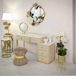Coiffeuse en bois et métal Beauty 120 x 40 x 75 cm