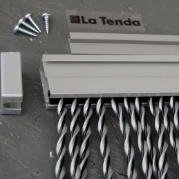 Rideau de porte en PVC gris et noir Riva