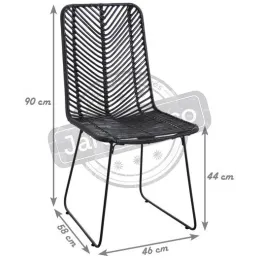 Chaise en rotin noir et métal