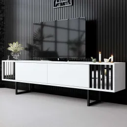 Meuble TV en aggloméré et métal Chrome Line