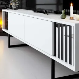 Meuble TV en aggloméré et métal Chrome Line