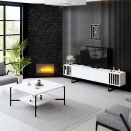 Meuble TV en aggloméré et métal Chrome Line