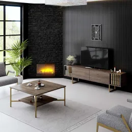 Meuble TV en aggloméré et métal Gold Line