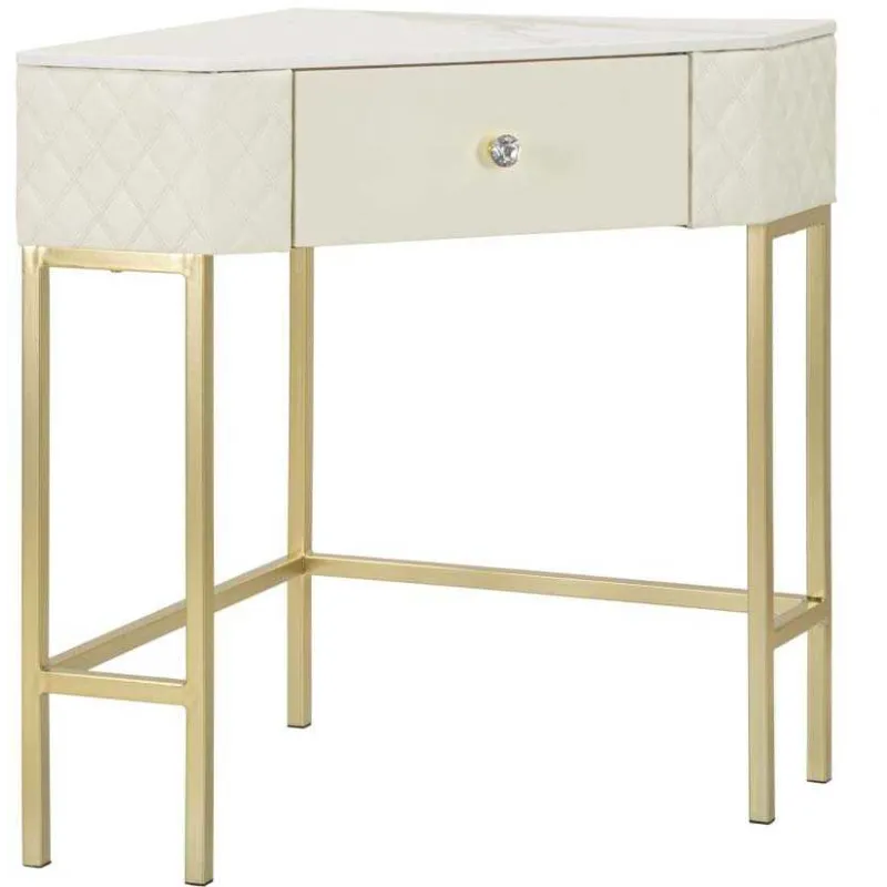 Console d'angle effet matelassé Sharon 84.5 x 60 x 77 cm