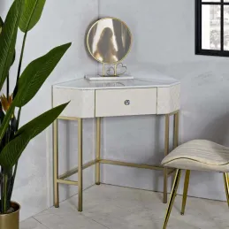 Console d'angle effet matelassé Sharon 84.5 x 60 x 77 cm