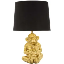 Lampe à poser en métal doré Monkey mum 30 x 49 cm
