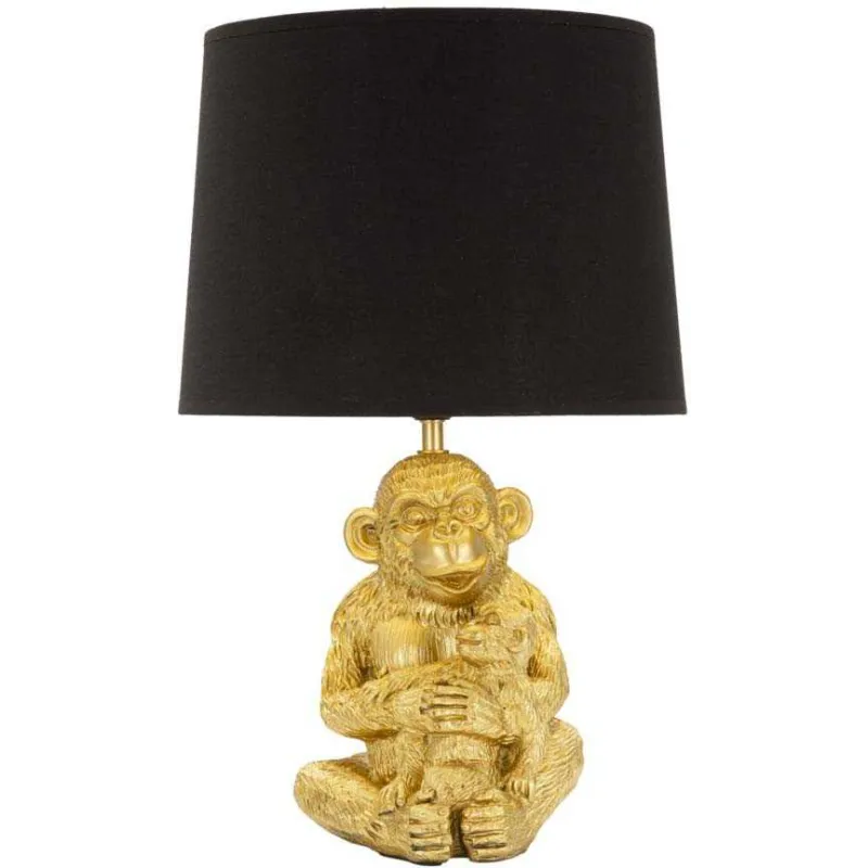 Lampe à poser en métal doré Monkey mum 30 x 49 cm