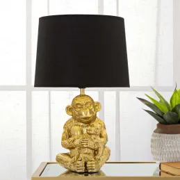 Lampe à poser en métal doré Monkey mum 30 x 49 cm