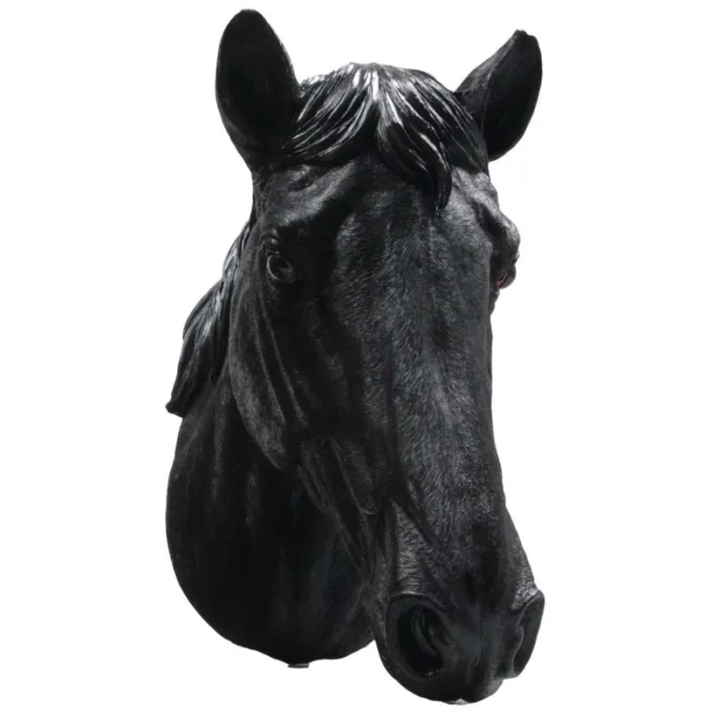 Tête de cheval noir en résine