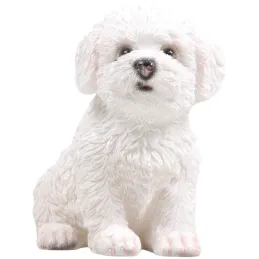 Chiot en résine Bichon frisé 13x10x15 cm