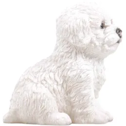 Chiot en résine Bichon frisé 13x10x15 cm