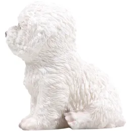 Chiot en résine Bichon frisé 13x10x15 cm
