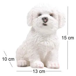 Chiot en résine Bichon frisé 13x10x15 cm