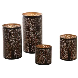 Photophores cylindriques noir et or (Lot de 4)