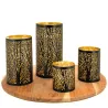 Photophores cylindriques noir et or (Lot de 4)