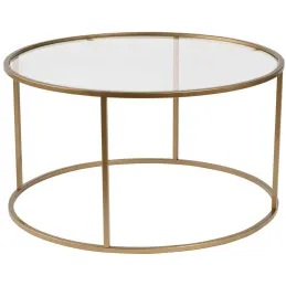 Table basse ronde en métal et verre Aurum