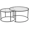 Ensemble de 2 tables gigognes rondes en métal et verre Auruma