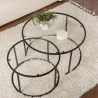 Ensemble de 2 tables gigognes rondes en métal et verre Auruma