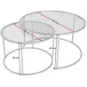 Ensemble de 2 tables gigognes rondes en métal et verre Auruma