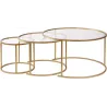 Ensemble de 3 tables gigognes rondes en métal et verre Aurum