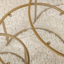 Ensemble de 3 tables gigognes rondes en métal et verre Aurum