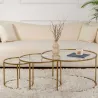 Ensemble de 3 tables gigognes rondes en métal et verre Aurum