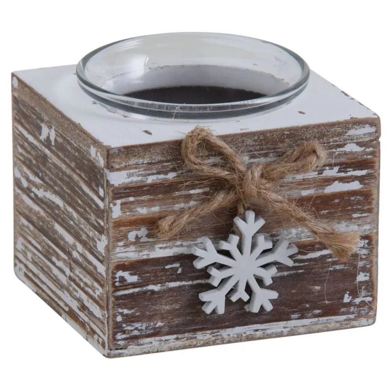 Bougeoir en bois avec flocon
