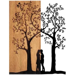 Décoration murale en métal et bois Arbre