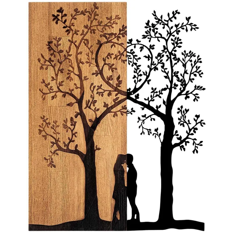 Décoration murale en métal et bois Arbre