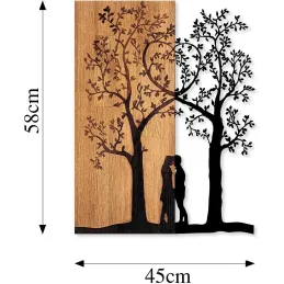Décoration murale en métal et bois Arbre