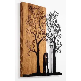 Décoration murale en métal et bois Arbre