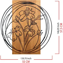 Décoration murale en bois et métal Florale