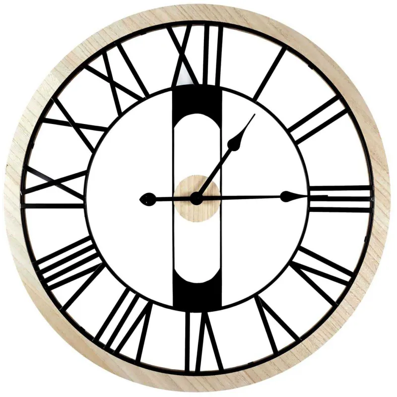Horloge silencieuse en bois et métal 70 cm Jack