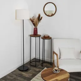 Sellette gigogne effet acacia et métal (Lot de 2)