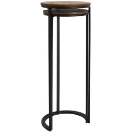 Sellette gigogne effet acacia et métal (Lot de 2)