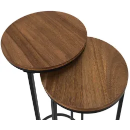 Sellette gigogne effet acacia et métal (Lot de 2)