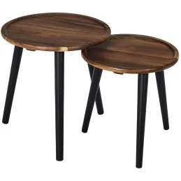 Table gigogne ronde en acacia (Lot de 2)