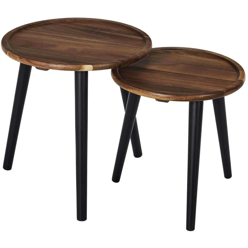Table gigogne ronde en acacia (Lot de 2)