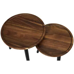Table gigogne ronde en acacia (Lot de 2)