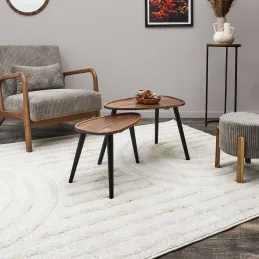 Table gigogne galet en acacia (Lot de 2)