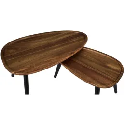 Table gigogne galet en acacia (Lot de 2)