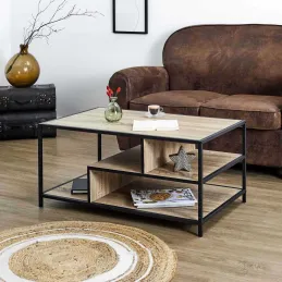 Table basse en bois et métal Edison