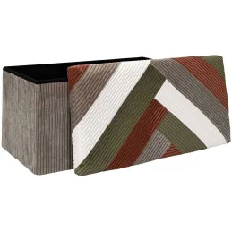 Banc coffre pliable patchwork côtelé Scott