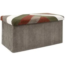 Banc coffre pliable patchwork côtelé Scott