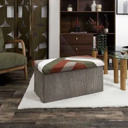 Banc coffre pliable patchwork côtelé Scott