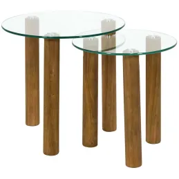 Table gigogne ronde en verre trempé Clara (Lot de 2)