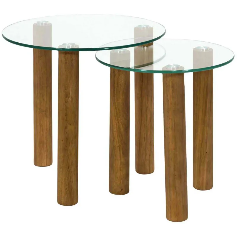 Table gigogne ronde en verre trempé Clara (Lot de 2)