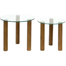 Table gigogne ronde en verre trempé Clara (Lot de 2)