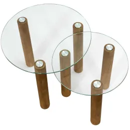 Table gigogne ronde en verre trempé Clara (Lot de 2)
