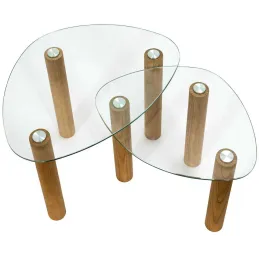 Table gigogne galet en verre trempé Clara (Lot de 2)